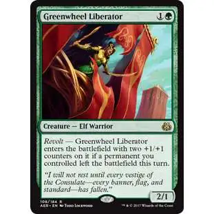 MtG Trading Card Game Aether Revolt Rare Greenwheel Liberator #108