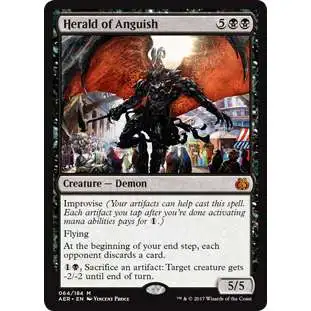 MtG Trading Card Game Aether Revolt Mythic Rare Foil Herald of Anguish #64