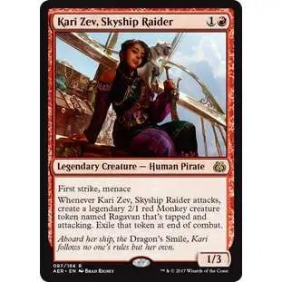 MtG Trading Card Game Aether Revolt Rare Foil Kari Zev, Skyship Raider #87