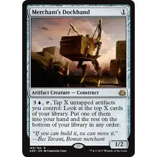 MtG Trading Card Game Aether Revolt Rare Merchant's Dockhand #163