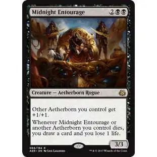 MtG Trading Card Game Aether Revolt Rare Foil Midnight Entourage #66