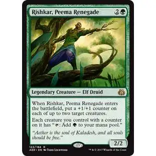 MtG Trading Card Game Aether Revolt Rare Rishkar, Peema Renegade #122