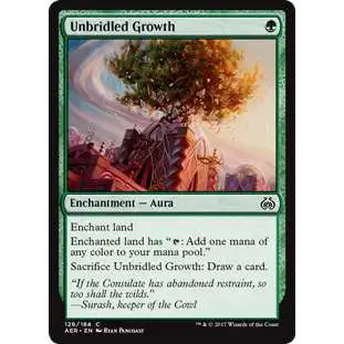 MtG Trading Card Game Aether Revolt Common Unbridled Growth #126