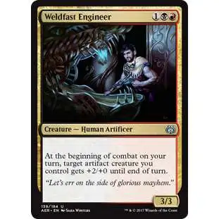 MtG Trading Card Game Aether Revolt Uncommon Foil Weldfast Engineer #139