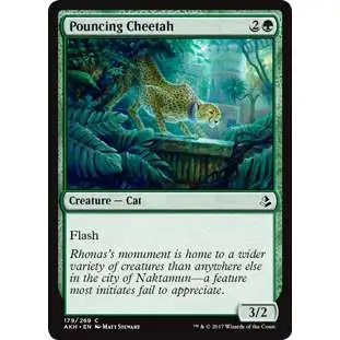 MtG Trading Card Game Amonkhet Common Foil Pouncing Cheetah #179