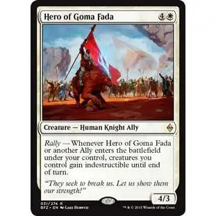 MtG Trading Card Game Battle for Zendikar Rare Foil Hero of Goma Fada #31