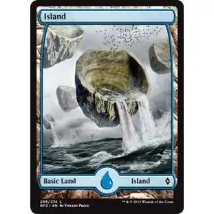 MtG Trading Card Game Battle for Zendikar Land Island #258 [Full-Art, Foil]