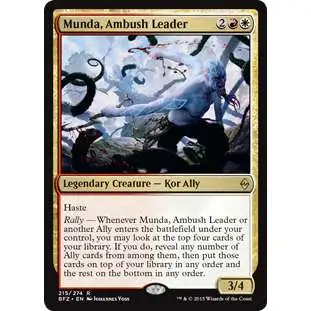 MtG Trading Card Game Battle for Zendikar Rare Munda, Ambush Leader #215