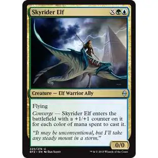 MtG Trading Card Game Battle for Zendikar Uncommon Foil Skyrider Elf #220