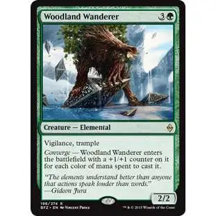 MtG Trading Card Game Battle for Zendikar Rare Foil Woodland Wanderer #198