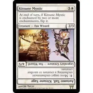 MtG Champions of Kamigawa Rare Kitsune Mystic // Autumn-Tail, Kitsune Sage #28 [Moderately Played]