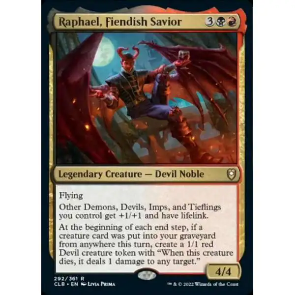 MtG Trading Card Game Commander Legends: Dungeons & Dragons Battle For Baldur's Gate Rare Raphael, Fiendish Savior #292