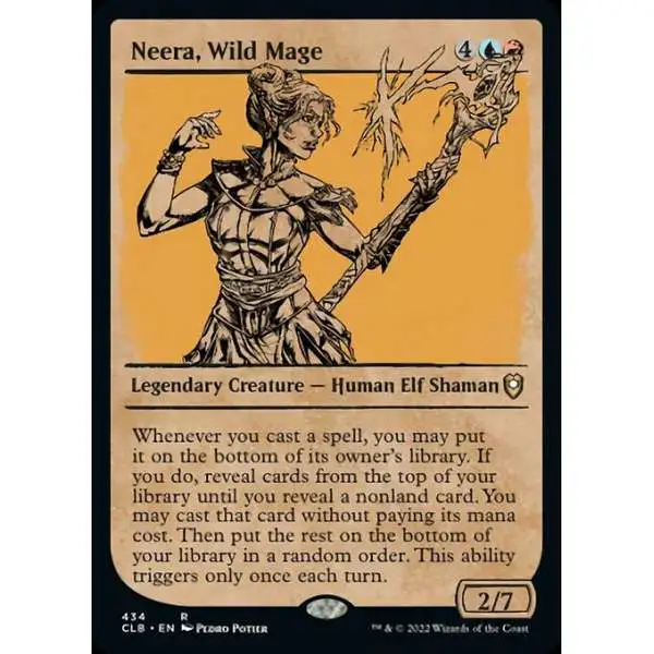 MtG Trading Card Game Commander Legends: Dungeons & Dragons Battle For Baldur's Gate Rare Neera, Wild Mage #434 [Showcase]