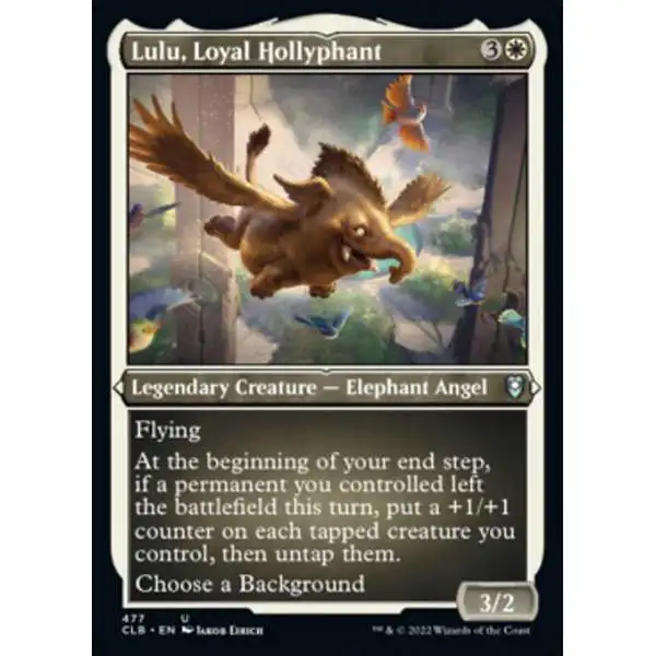 MtG Trading Card Game Commander Legends: Dungeons & Dragons Battle For Baldur's Gate Uncommon Lulu, Loyal Hollyphant #477 [Etched Foil]
