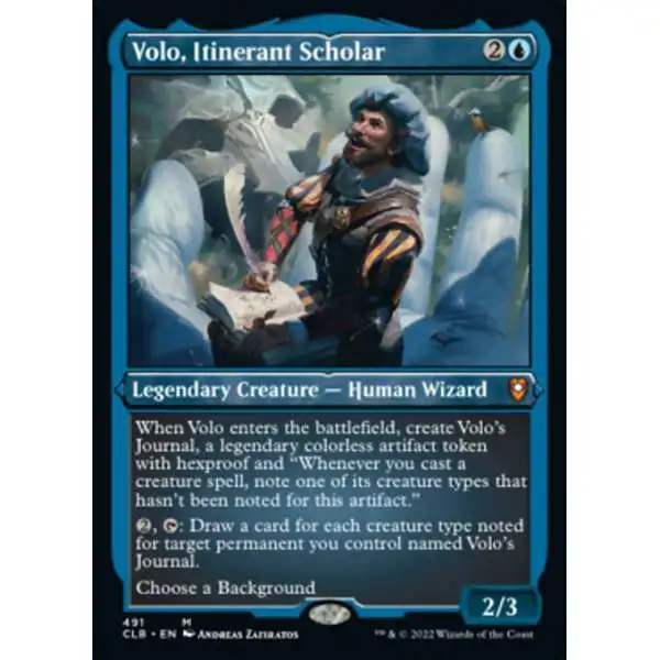 MtG Trading Card Game Commander Legends: Dungeons & Dragons Battle For Baldur's Gate Mythic Rare Volo, Itinerant Scholar #491 [Etched Foil]