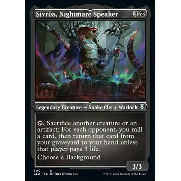 MtG Trading Card Game Commander Legends: Dungeons & Dragons Battle For Baldur's Gate Uncommon Sivriss, Nightmare Speaker #500 [Etched Foil]