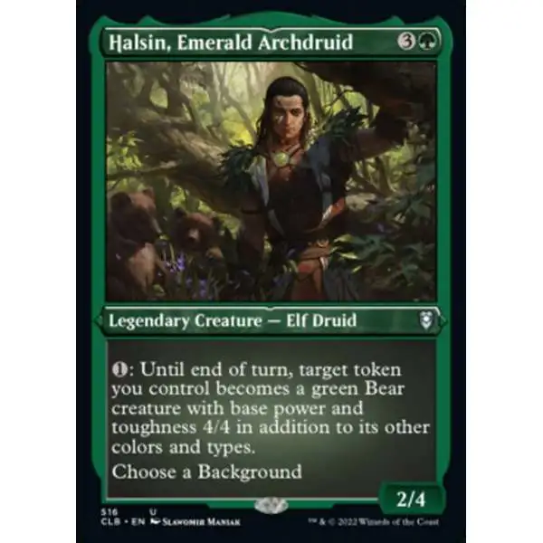 MtG Trading Card Game Commander Legends: Dungeons & Dragons Battle For Baldur's Gate Uncommon Halsin, Emerald Archdruid #516 [Etched Foil]