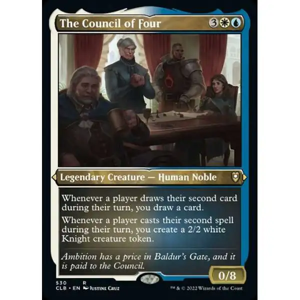 MtG Trading Card Game Commander Legends: Dungeons & Dragons Battle For Baldur's Gate Rare The Council of Four #530 [Etched Foil]