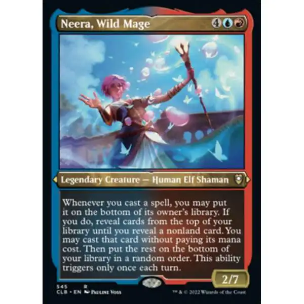 MtG Trading Card Game Commander Legends: Dungeons & Dragons Battle For Baldur's Gate Rare Neera, Wild Mage #545 [Etched Foil]