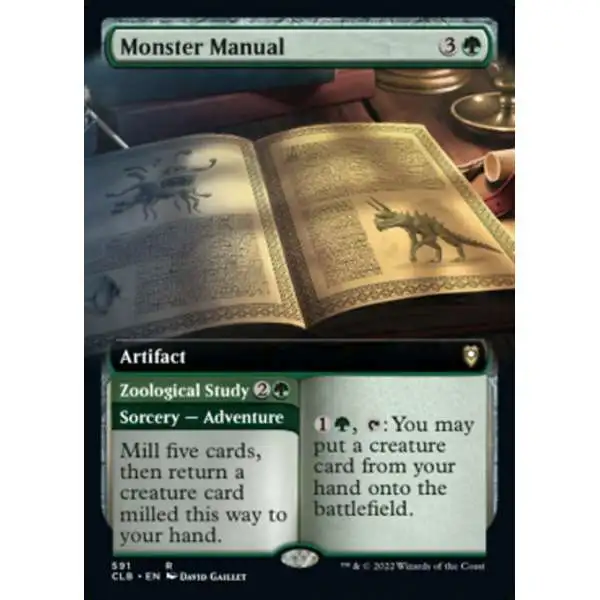 MtG Trading Card Game Commander Legends: Dungeons & Dragons Battle For Baldur's Gate Rare Monster Manual // Zoological Study #591 [Extended Art FOIL]