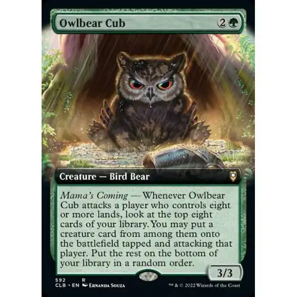 MtG Trading Card Game Commander Legends: Dungeons & Dragons Battle For Baldur's Gate Rare Owlbear Cub #592 [Extended Art FOIL]