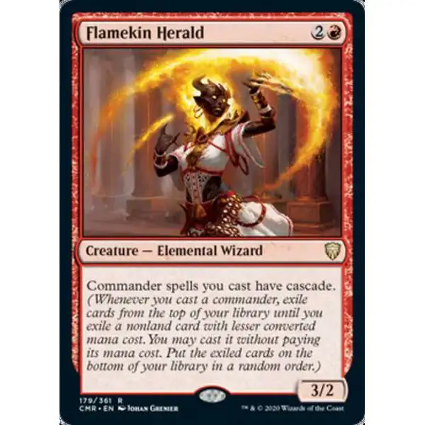 MtG Trading Card Game Commander Legends Rare Foil Flamekin Herald #179