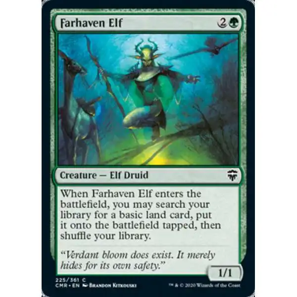 MtG Trading Card Game Commander Legends Common FOIL Farhaven Elf #225