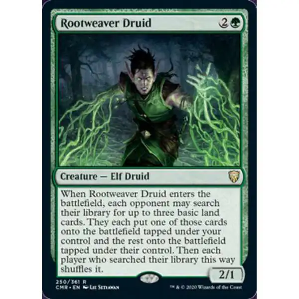 MtG Trading Card Game Commander Legends Rare Foil Rootweaver Druid #250