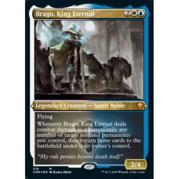 MtG Trading Card Game Commander Legends Mythic Rare Brago, King Eternal #516 [Etched Foil]