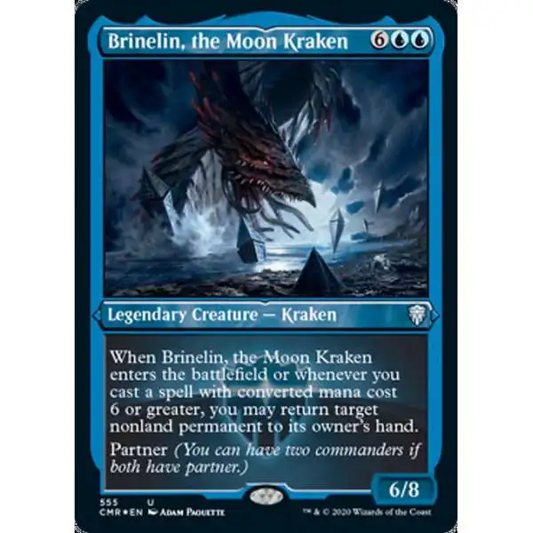 MtG Trading Card Game Commander Legends Uncommon Brinelin, the Moon Kraken #555 [Etched Foil]