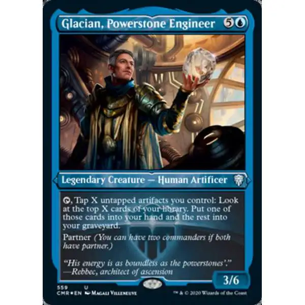 MtG Trading Card Game Commander Legends Uncommon Glacian, Powerstone Engineer #559 [Etched Foil]