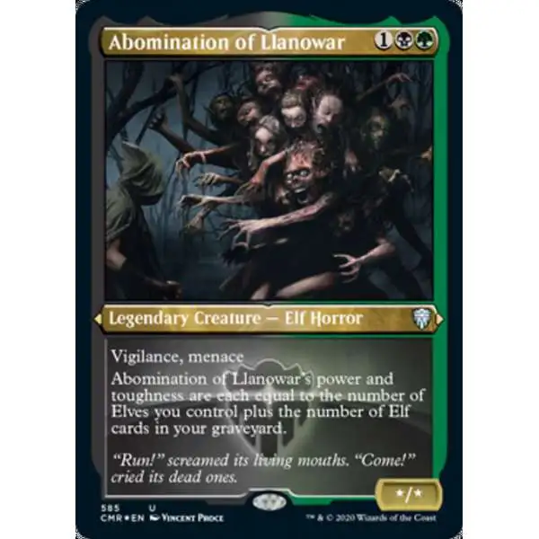 MtG Trading Card Game Commander Legends Uncommon Abomination of Llanowar #585 [Etched Foil]