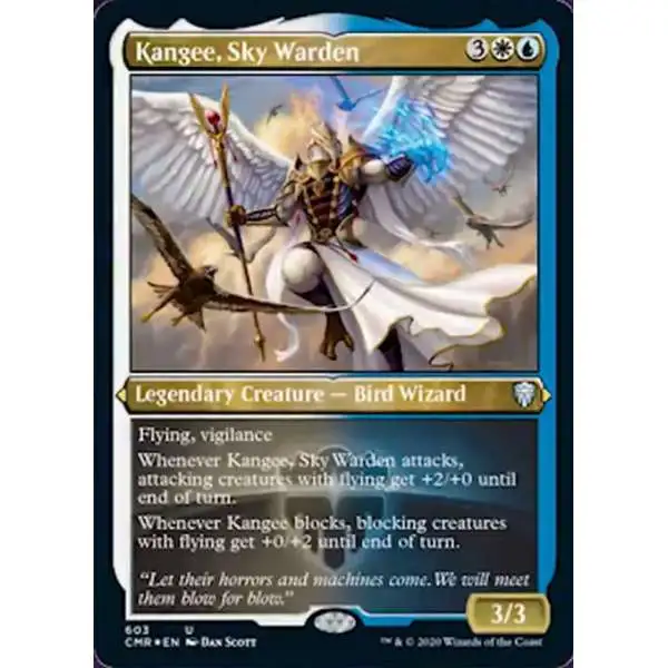 MtG Trading Card Game Commander Legends Uncommon Kangee, Sky Warden #603 [Etched Foil]