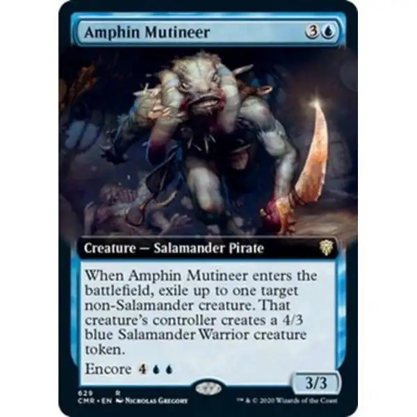 MtG Trading Card Game Commander Legends Rare Amphin Mutineer #629 [Extended Art]