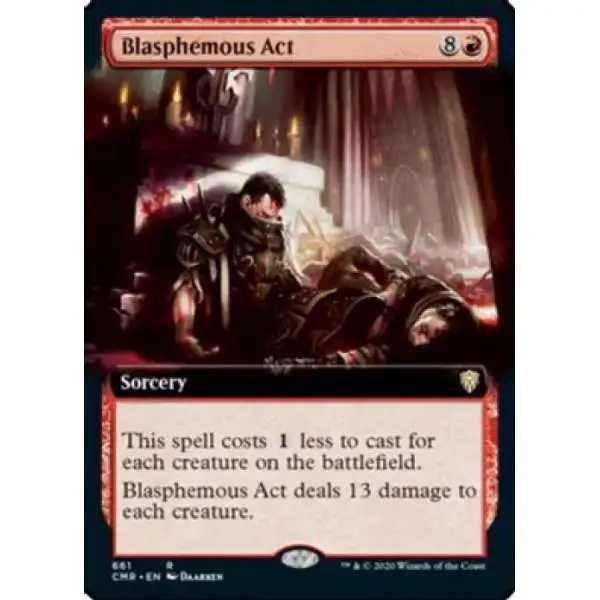 MtG Trading Card Game Commander Legends Rare Blasphemous Act #661 [Extended Art, Foil]