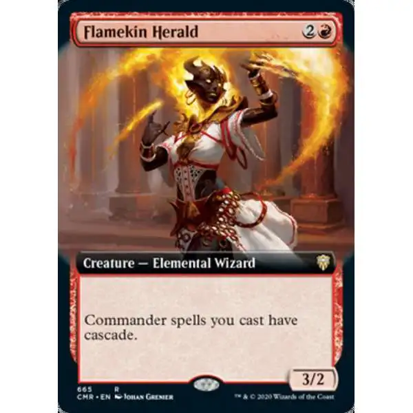 MtG Trading Card Game Commander Legends Rare Flamekin Herald #665 [Extended Art]