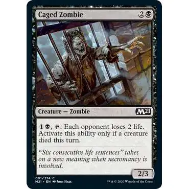 MtG 2021 Core Set Common Caged Zombie #91