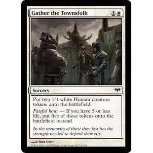 MtG Trading Card Game Dark Ascension Common Gather the Townsfolk #8