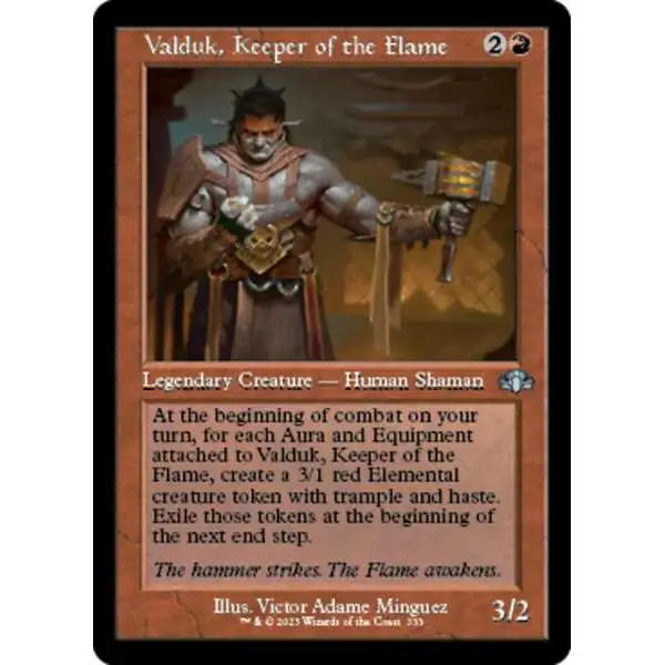 MtG Dominaria Remastered Uncommon Valduk, Keeper of the Flame #333 [Old-Frame]