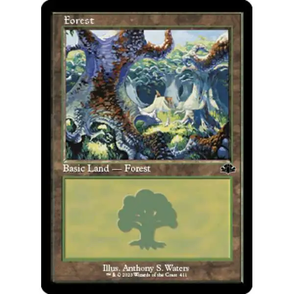 MtG Dominaria Remastered Common Forest #411 [Old-Frame FOIL]