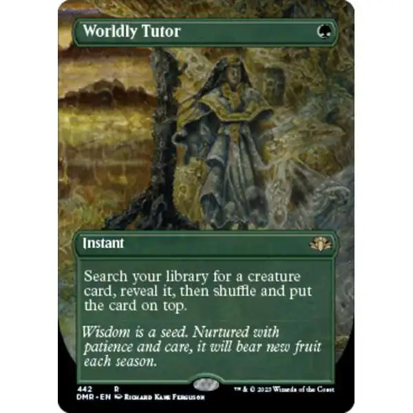 MtG Dominaria Remastered Rare Worldly Tutor #442 [Alternate Art Borderless FOIL]