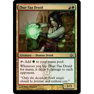 MtG Trading Card Game Dragon's Maze Common Foil Zhur-Taa Druid #120