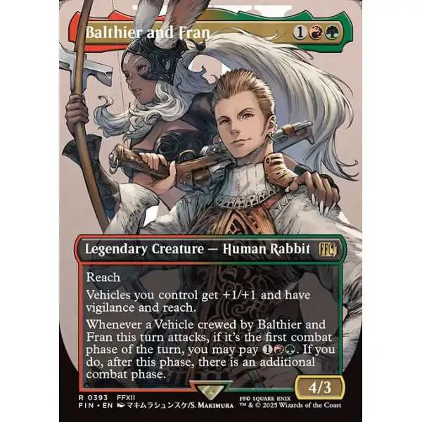 final fantasy vehicles mtg Magic The Gathering Single Card Rare Balthier and Fran 393 Borderless Alternate Art FOIL you may sacrifice it Cid, Freeflier Pilot - Magic: