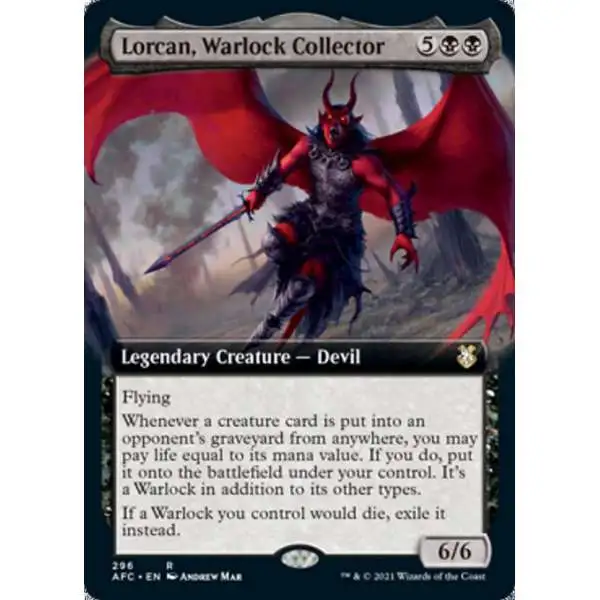 MtG Trading Card Game Adventures in the Forgotten Realms Commander Rare Lorcan, Warlock Collector #296 [Borderless]