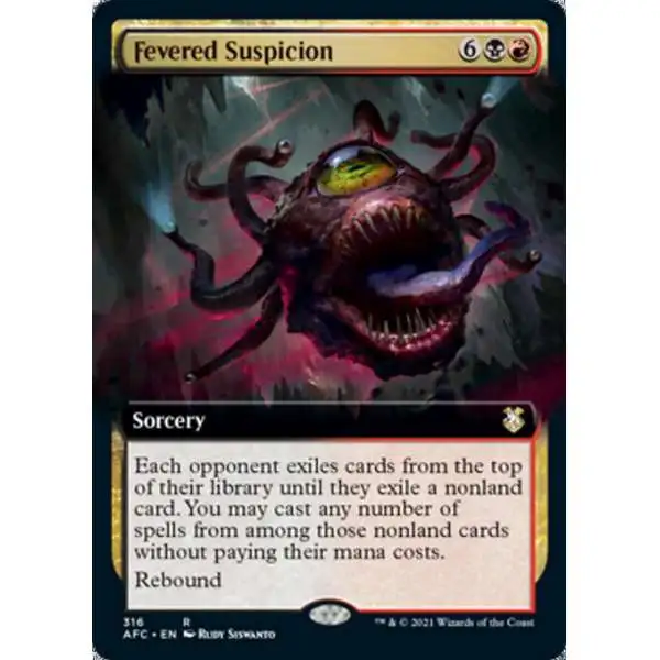 MtG Trading Card Game Adventures in the Forgotten Realms Commander Rare Fevered Suspicion #316 [Borderless]