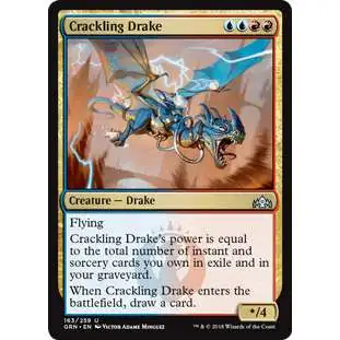 MtG Trading Card Game Guilds of Ravnica Uncommon Crackling Drake #163