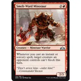 MtG Trading Card Game Guilds of Ravnica Uncommon Smelt-Ward Minotaur #116