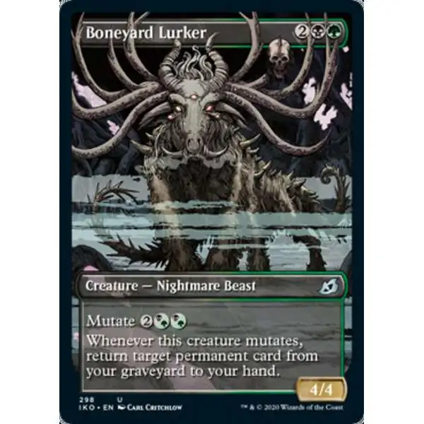 MtG Ikoria: Lair of Behemoths Uncommon Boneyard Lurker #298 [Showcase, Foil]