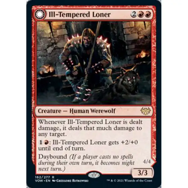 MtG Trading Card Game Innistrad: Crimson Vow Rare Foil Ill-Tempered Loner // Howlpack Avenger #162