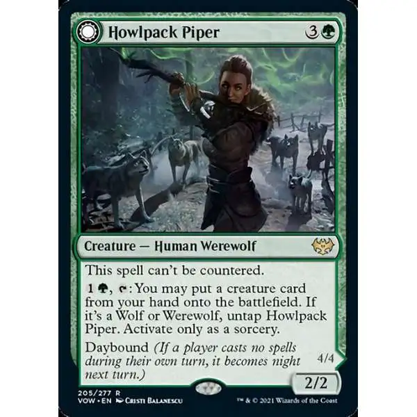 MtG Trading Card Game Innistrad: Crimson Vow Rare Howlpack Piper // Wildsong Howler #205